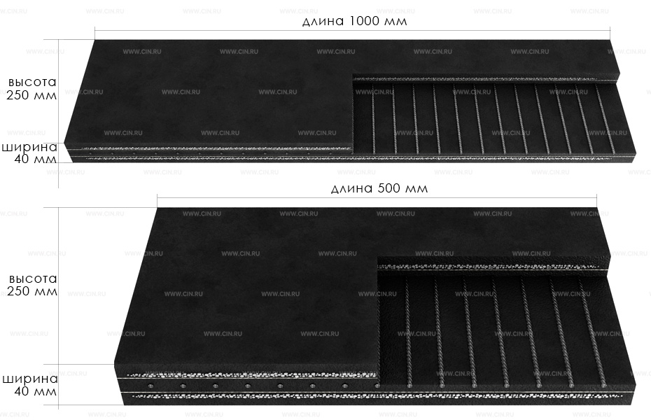 вид техпластины для отвала с тросом и металлокордом