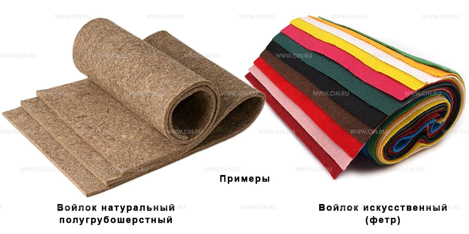 Примеры натурального и искусственного войлока